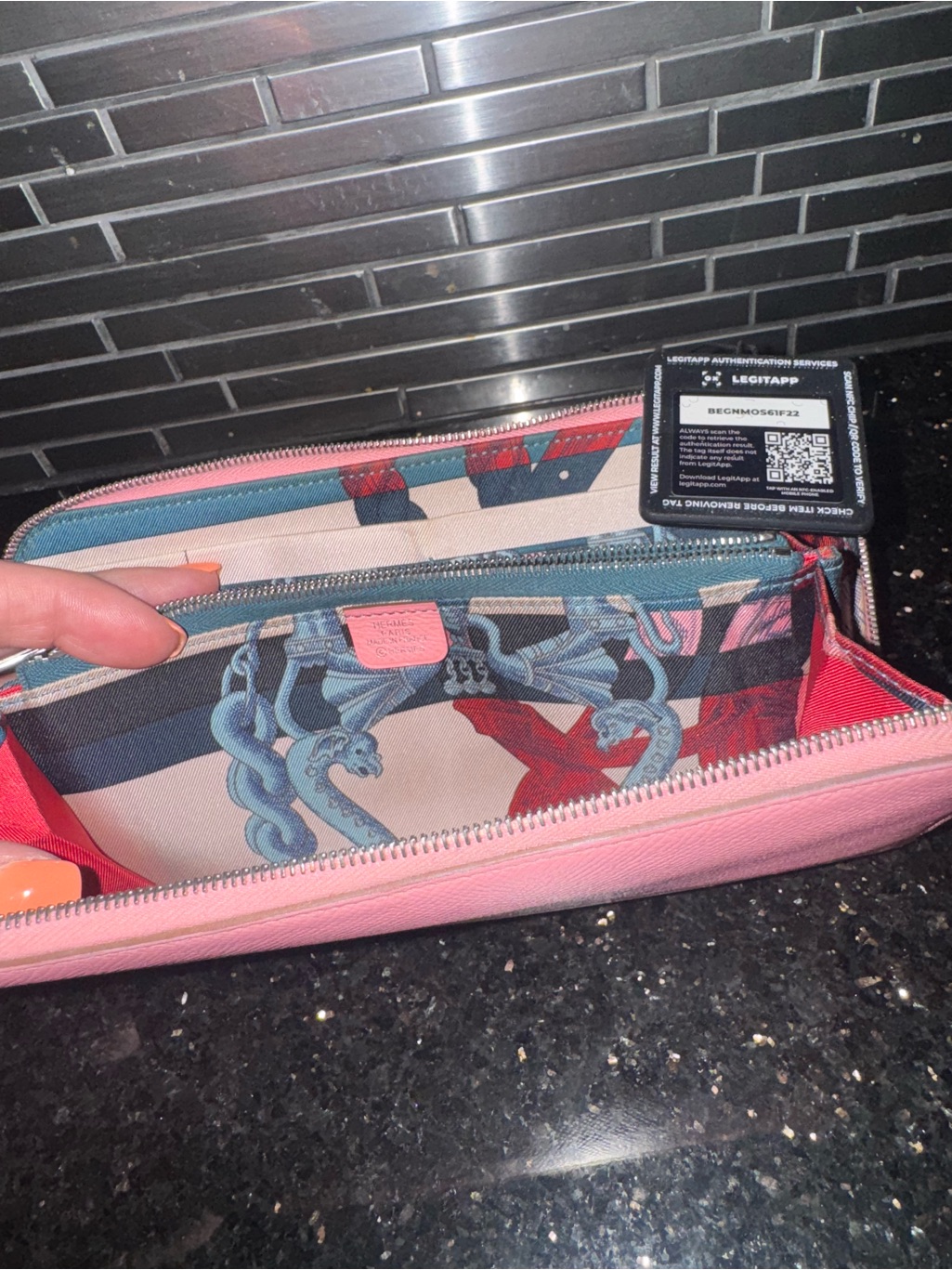 Hermes Pink Zip Wallet